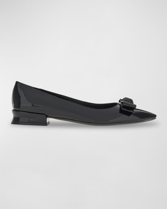 Ferragamo Varina Raffia Bicolor Bow Ballerina Flats - Bergdorf Goodman