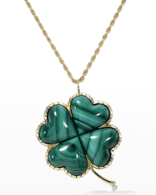 Malachite clover necklace Clearance
