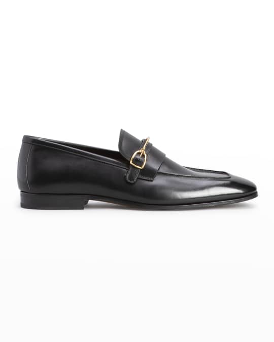 TOM FORD Men's Jack Burnished Leather Loafers | Neiman Marcus
