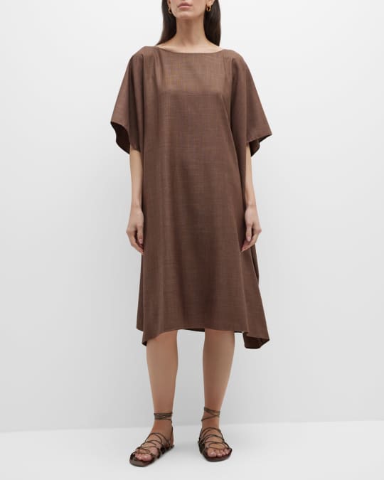THE ROW Janita High-Neck Shift Midi Dress | Neiman Marcus