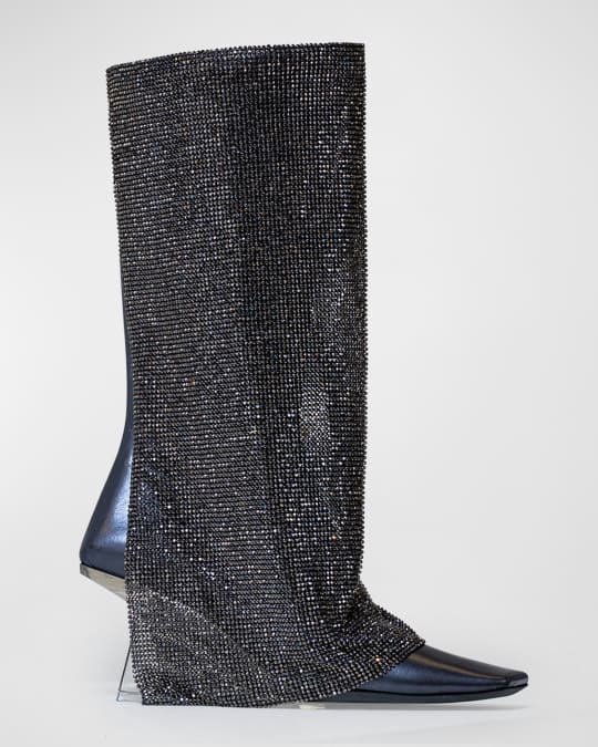 【関税込み】benedetta bruzziches 'Virginia' boots Benedetta Bruzziches Virginia Crystal Mesh Wedge Knee Boots