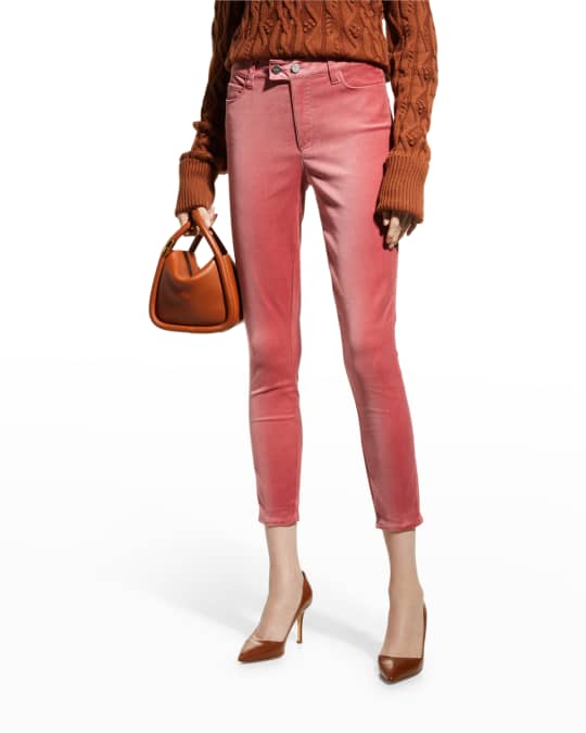 PAIGE Hoxton Cropped Stretch-Velvet Skinny Jeans Neiman Marcus