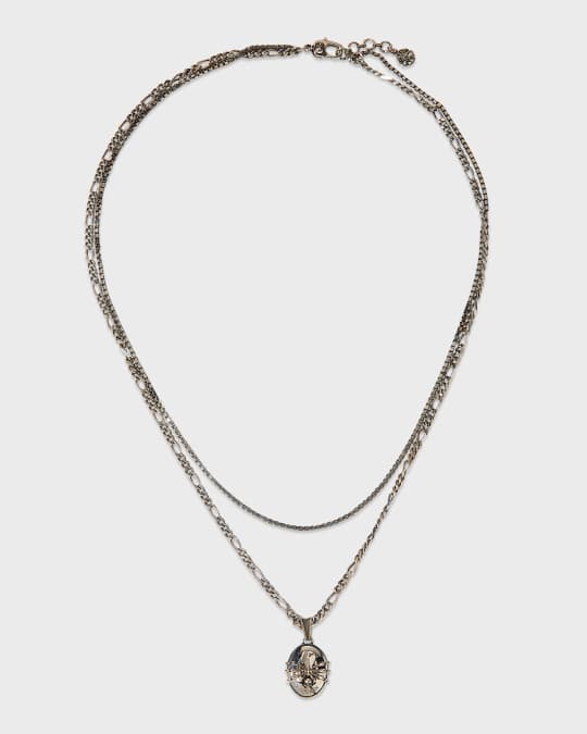Alexander McQueen Men s Spider Skull Double Layer Necklace