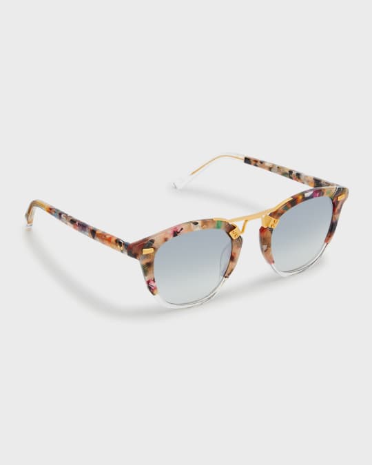 KREWE Beau Round Acetate & Steel Sunglasses Neiman Marcus