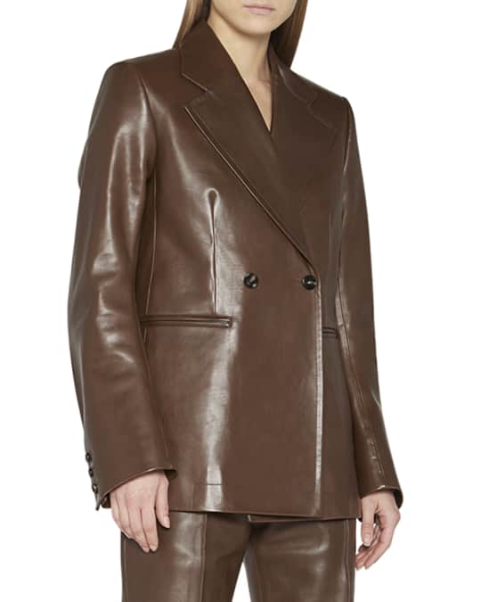 ジャケット Bottega Veneta Blazer Bottega Veneta Double-Breasted Polished Leather Blazer