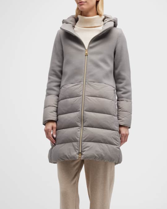 Mixed Media Long Puffer Coat