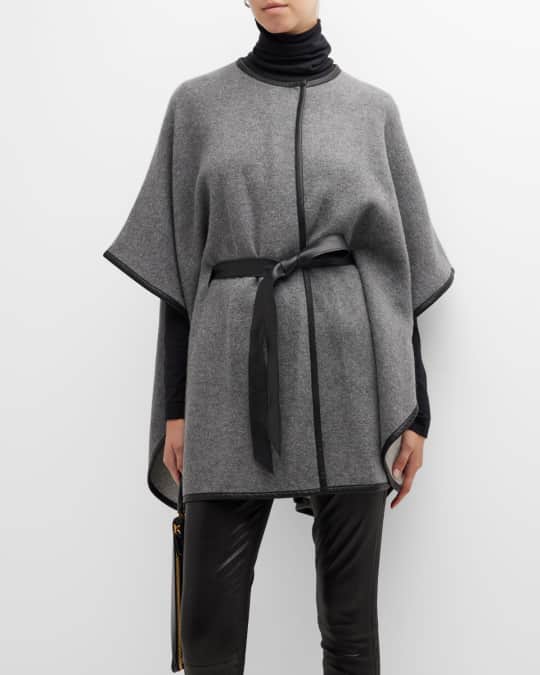 Cashmere Leather Belted Cape