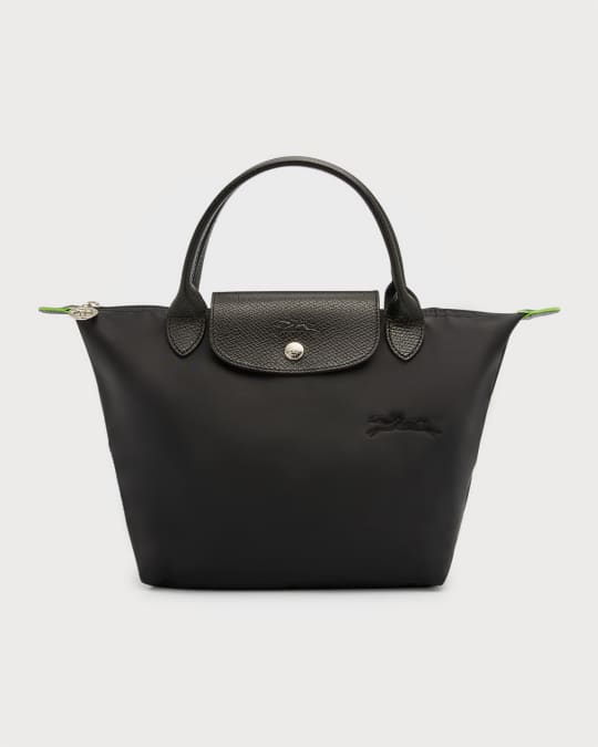 Longchamp Medium 'le Pliage Cuir' Leather Top Handle Tote - Green