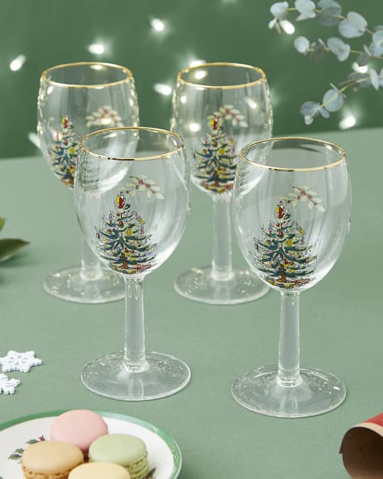 Christmas Tree Wine Glasses, Set of 4