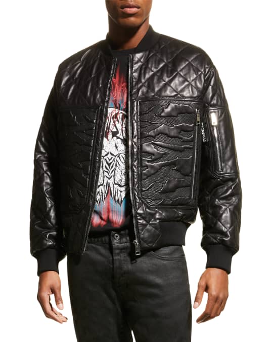 Just Cavalli Men's Embossed Leather Jacket Neiman Marcus