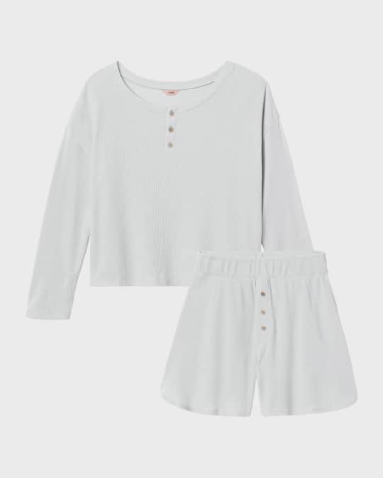 Waffle henley pajama set on sale