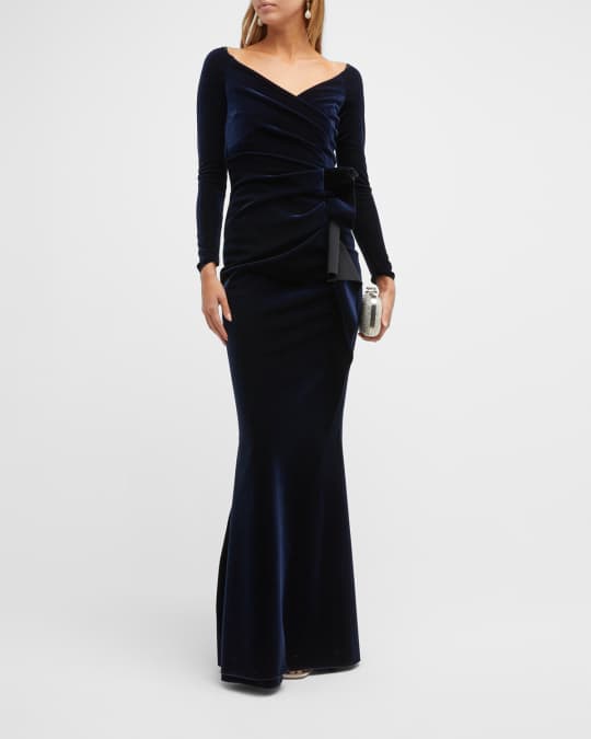 Chiara Boni La Petite Robe Silveria Draped Velvet Mermaid