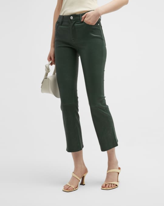 FRAME Le Crop Mini Boot Leather Bootcut Ankle Pants Neiman Marcus