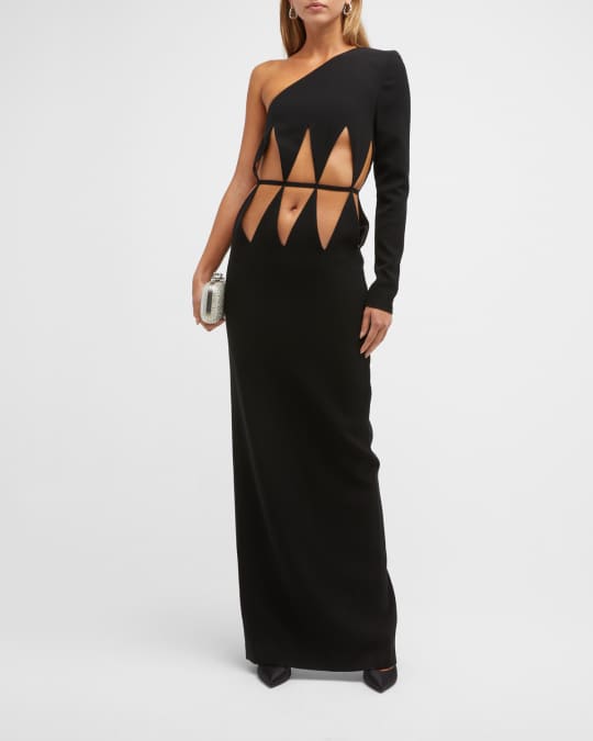 MONOT One-Shoulder Diamond Cutout Gown | Neiman Marcus