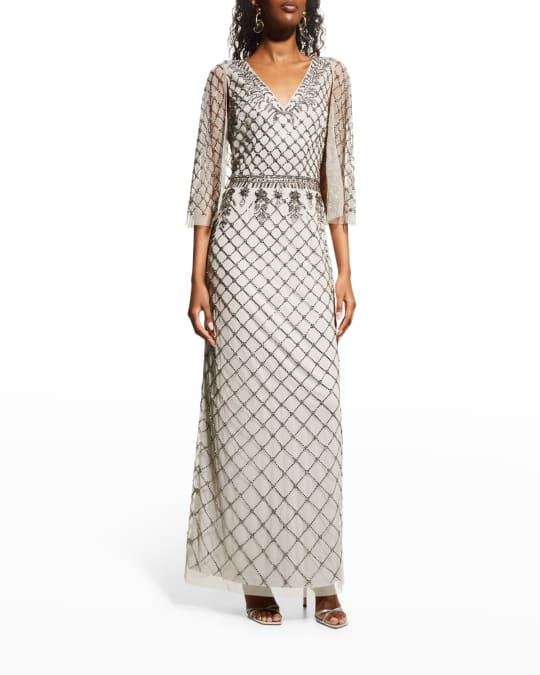 princess polly baby blue dress Adrianna Papell Beaded Neckline Cape Women's Dress Ivory : 6