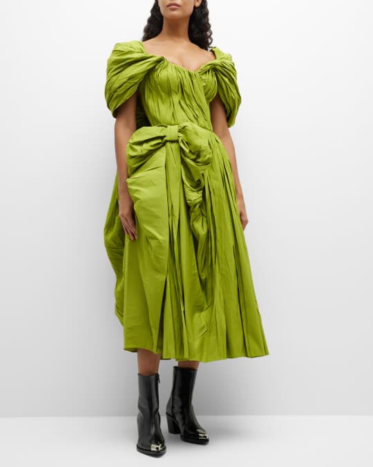 【Alexander McQueen】★draped midi dress McQueen Draped Midi Dress w/ Bow Detail | Neiman Marcus