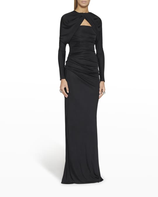Saint Laurent Twist Ruched Column Gown | Neiman Marcus