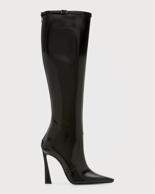 Saint Laurent Justify Patent Stiletto Knee Boots Neiman Marcus