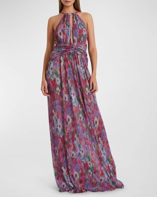 PatBO Metallic Printed Halter Gown | Neiman Marcus