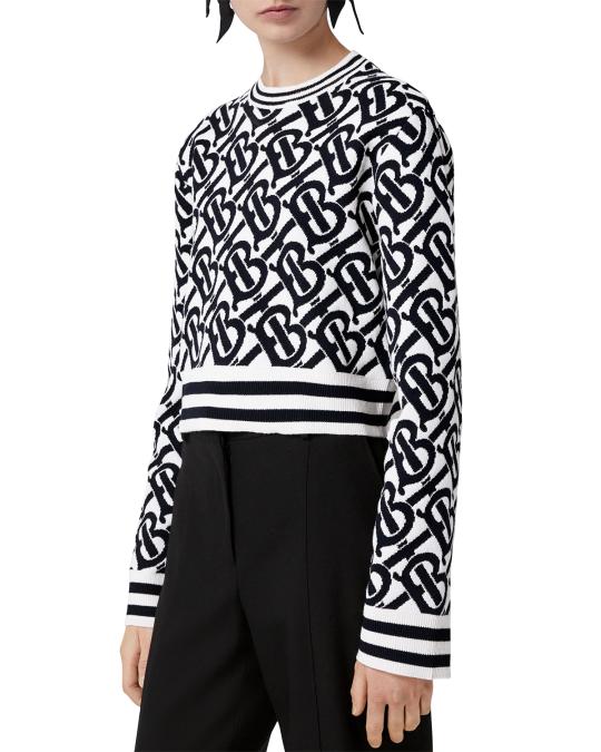 Burberry Mackenzie Monogram Knit Sweater | Neiman Marcus