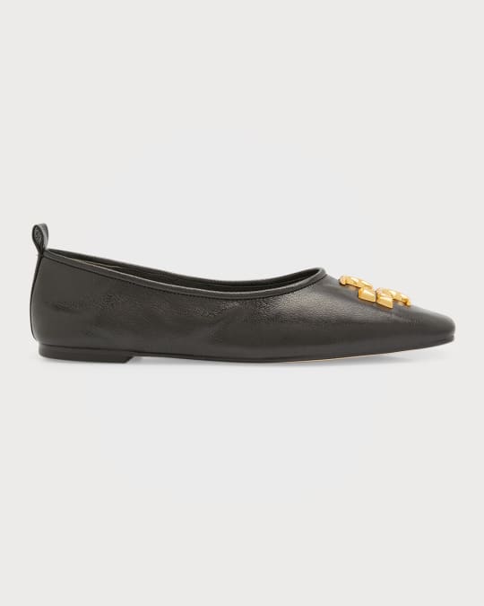 Eleanor Leather Ballet Flats in Black - Tory Burch