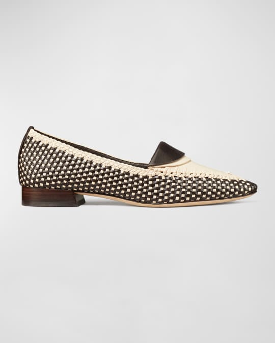 Tory burch woven on sale cap toe flat