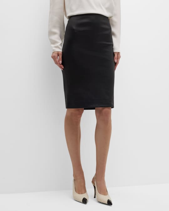 Theory Leather Pencil Skirt | Neiman Marcus