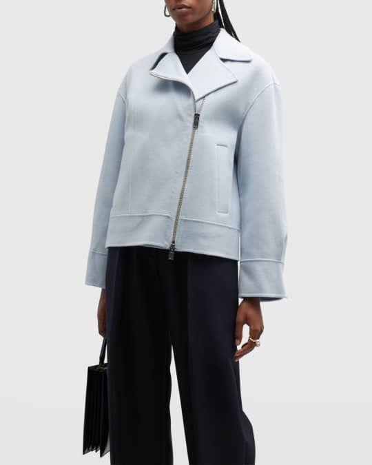 Wool moto coat top