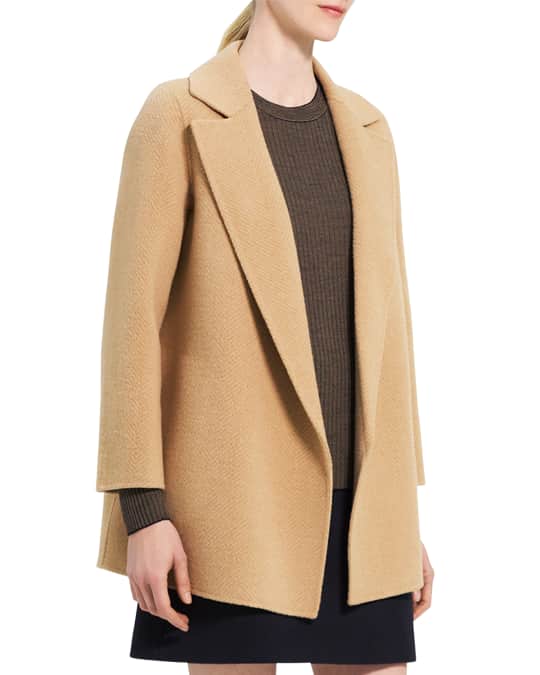 Clairene Open Front Chevron Wool Knit Coat