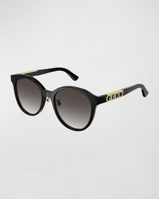 Gucci Black Round Sunglasses with Gold Logo Accents Gucci Gg1849s Women Black Round Sunglasses – Otticanet main image 2