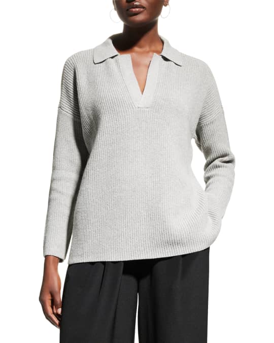 Eileen Fisher Collared V Neck Sweater Neiman Marcus