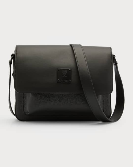 Mcm Small Aren Leather Messenger Bag - Black