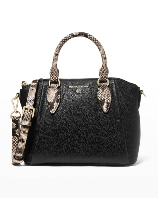 MICHAEL Michael Kors Sienna Medium Snake-Embossed Top-Handle Bag ...