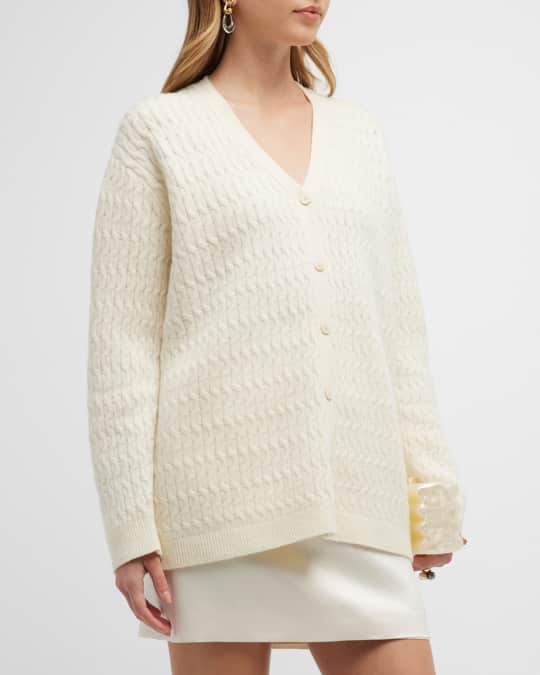 Theory Long Cable-Knit Cashmere Cardigan | Neiman Marcus
