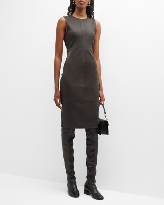 Sleeveless Leather Midi Dress