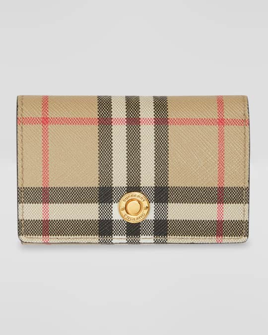 Check and Leather Continental Wallet in Dark Birch Brown - Women |  Burberry® Official