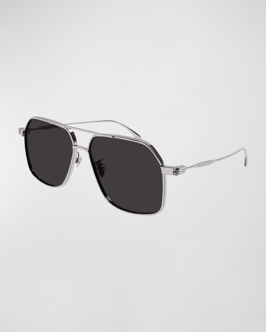 Alexander McQueen Men s Double Bridge Metal Skull Aviator Sunglasses Neiman Marcus