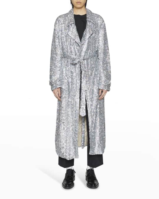コート Dries Van Noten LONG COAT WITH SEQUINS (010241 1483103) Dries Van Noten Ronas Sequin-Embellish Belted Trench Coat