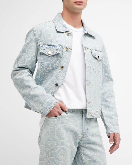 Casablanca monogram-print denim jacket - Blue