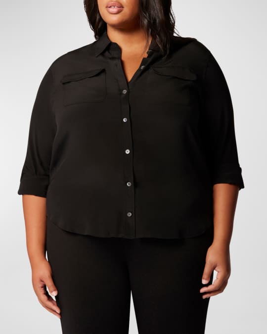 Plus Size Slim Signature Solid Silk Blouse