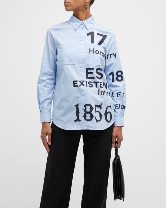 Burberry Anette Typographic Print Collared Shirt Neiman Marcus