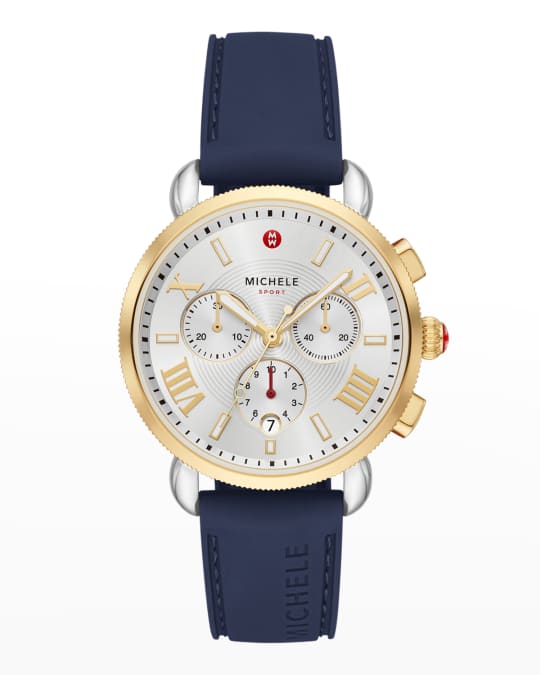 Sporty Sail Two Tone Watch with Navy Silicone Strap