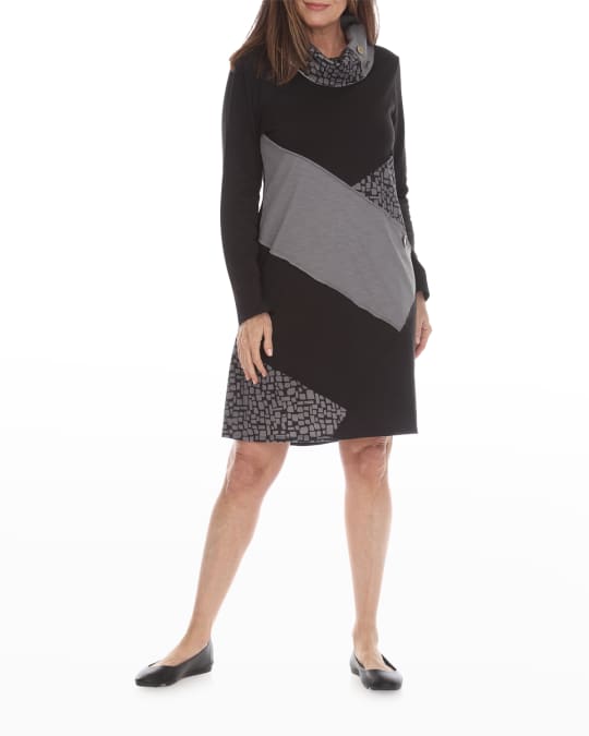 Neon Buddha Romance Cowl Neck Patchwork T Shirt Dress Neiman Marcus