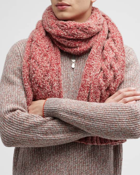 Loro Piana Men's Cable-Knit Cashmere Scarf | Neiman Marcus