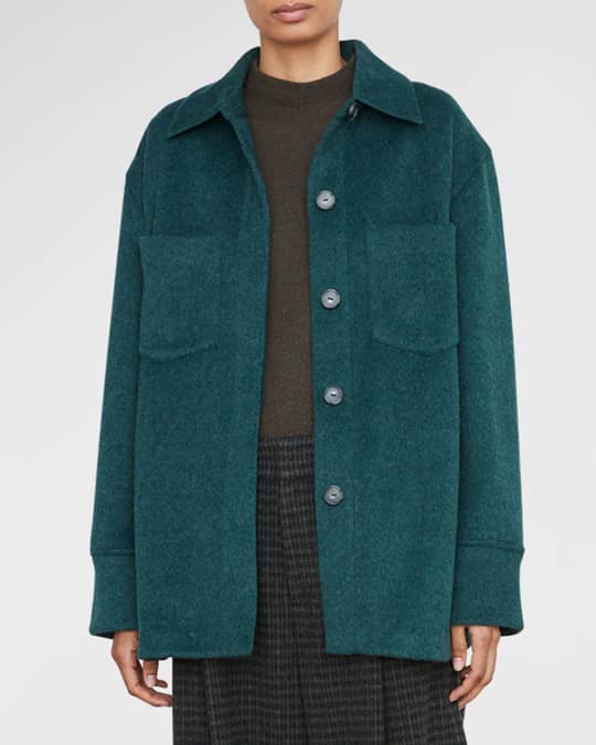 Vince WoolBlend Collared Shirt Jacket Neiman Marcus