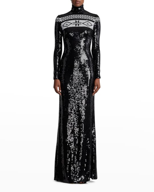 Ralph Lauren Collection Rosalia Sequin Turtleneck Gown | Neiman Marcus