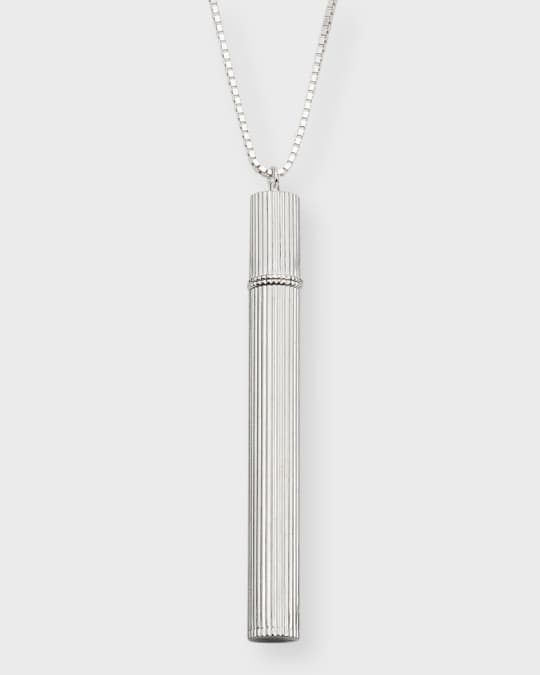 Saint Laurent Sterling Silver Cigarette Holder Pendant Necklace