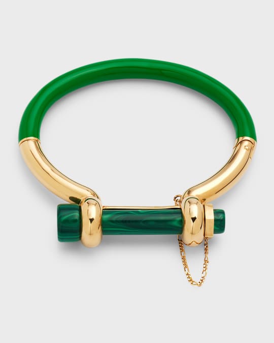 Bottega Palm Green and Gold Plated Bolt Bracelet Neiman Marcus