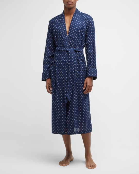 white christmas dresses Men's Navy Check Cotton Dressing Gown