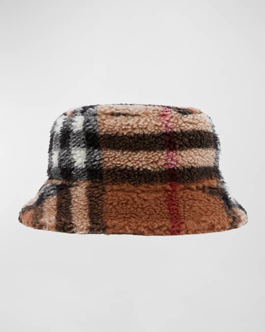 【送料&関税込】Burberry Reversible Fleece Check Bucket Hat Burberry Reversible Check Fleece Bucket Hat | Neiman Marcus